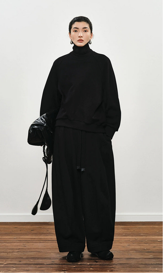 ZHUCHONGYUN High Neck Loose pant and Sweatshirt outfit set -MATOU.