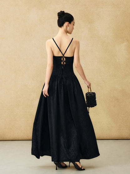 HECO Chinese Jacquard Halterneck Slip Dress  - KNO .