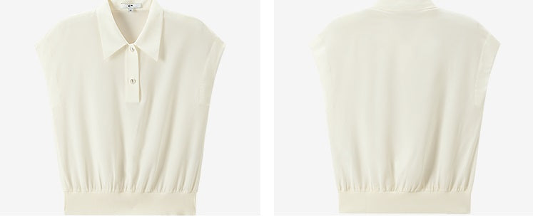 COMME MOI commuter lapel mulberry silk small capped sleeve top - MAP.