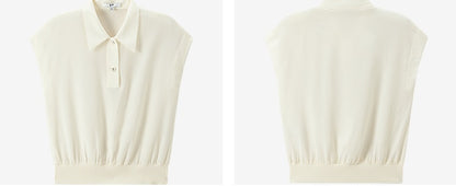 COMME MOI commuter lapel mulberry silk small capped sleeve top - MAP.