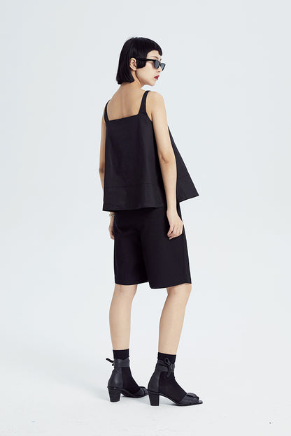 TINY IN double-sleeved vest two-piece women's two wear black Top-LIGHT