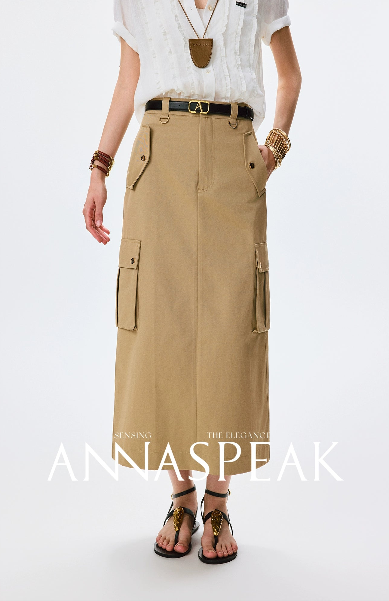 ANNASPEAK High-Waisted A-Line Skirt AS Summer New Style-JUN.