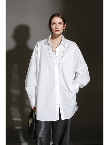 PIAOIN minimalist silhouette commuter shirt oversize versatile loose luxury -COX.