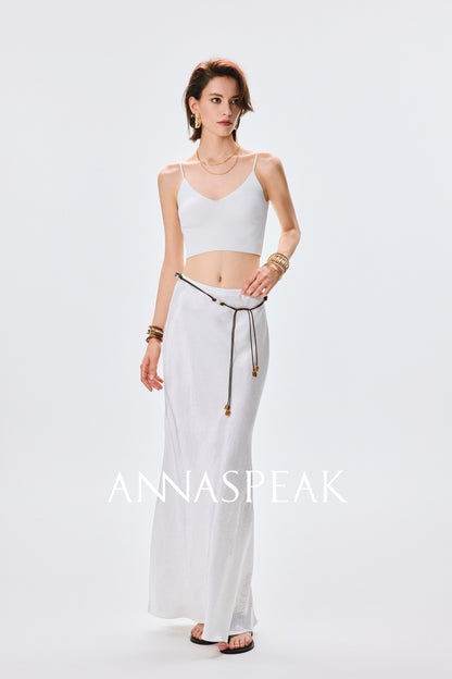 ANNASPEAK cut slightly wrinkled NAIA acetic acid slimming top mermaid skirt-NANA.