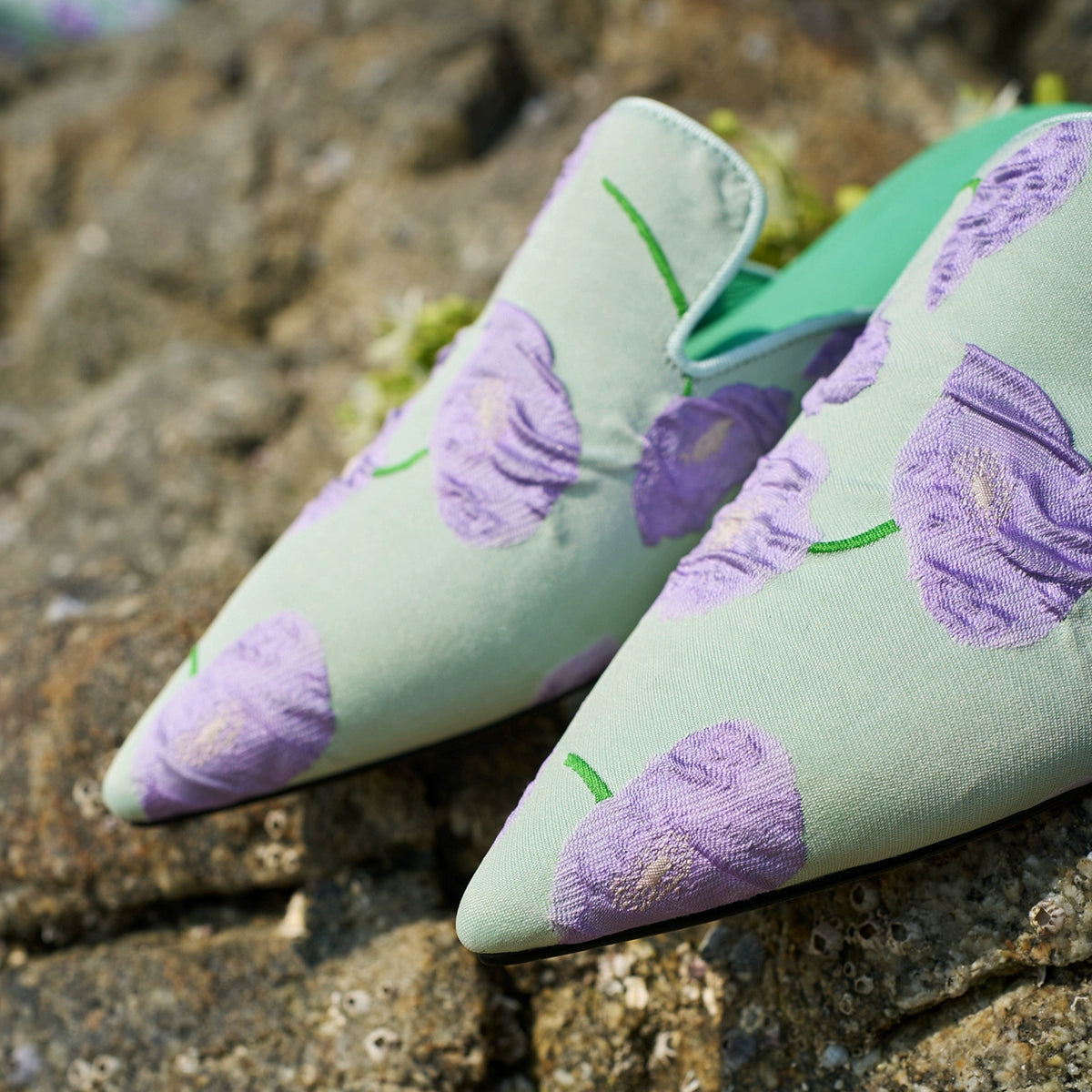 B-FEI French flowers elegant flat mules-THEW.