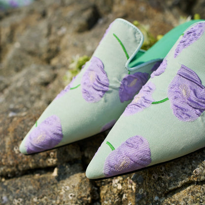 B-FEI French flowers elegant flat mules-THEW.