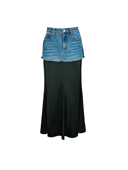 YES BY YESIR | Patchwork Denim Skirt -LUMENIA.