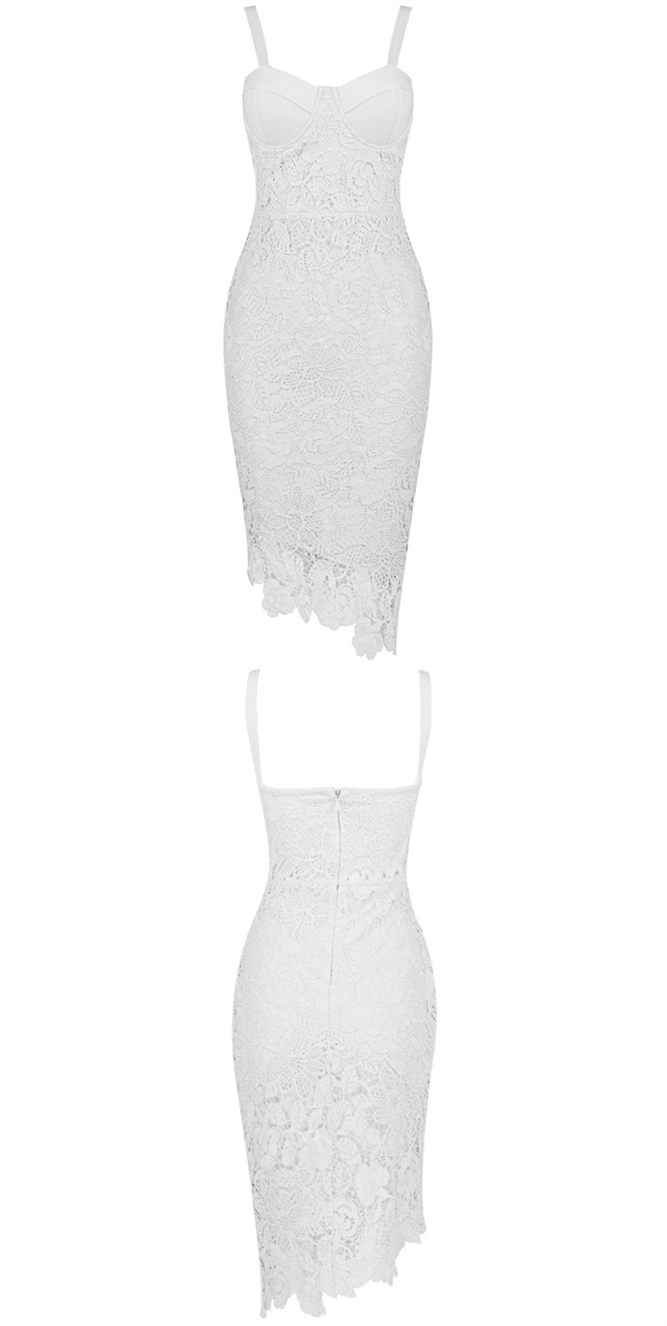 DOLLY Luxury Yellow V-Neck Sleeveless Slim Fit Lace Suspender Dress-TANYA