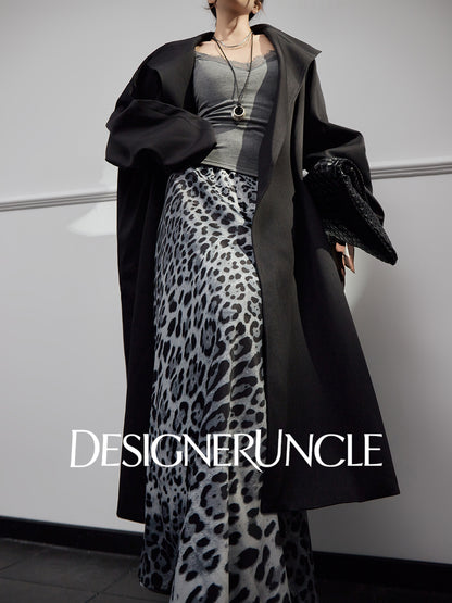 DGU|Matte Gray Trench Coat Satin Fashion High-end Loose Slimming Mid-Length Jacket - Antonia.