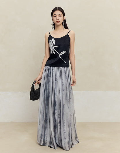 HECO 100% acetate rose embroidered black white camisole - faith.