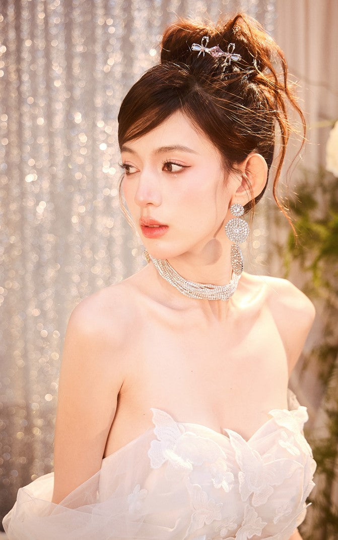 DOLLY Elegant White Off Shoulder Short Sleeve Flower Wedding Dress-SOPHIE  (V)