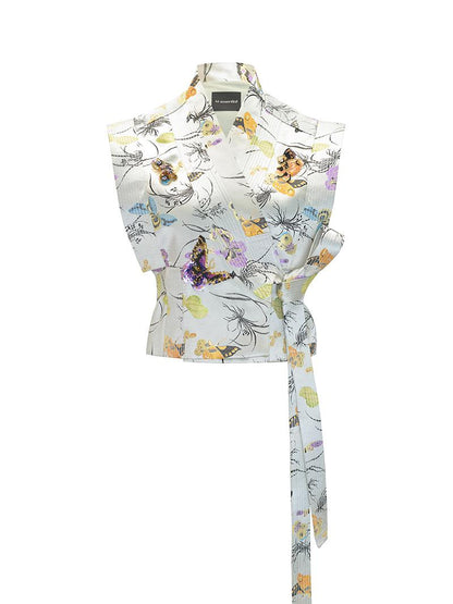 M essential Mackay designer butterfly beaded quilted cottonskirt vest shirt set - toes.