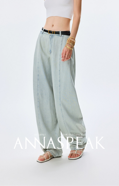 ANNASPEAK fashionable  cotton loose jeans-CHISA.