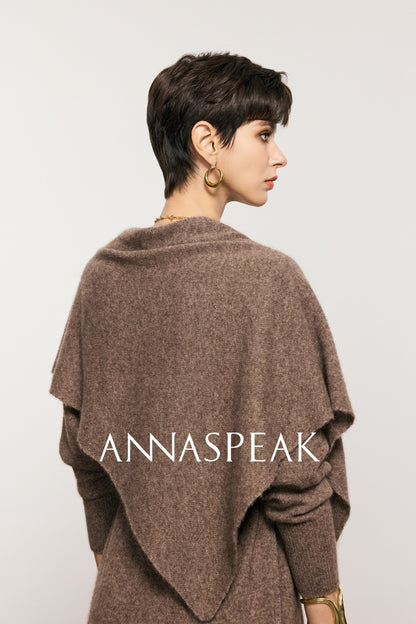 ANNASPEAK  Wool V-Neck Dress Shawl Knit Set Winter-KIKI.