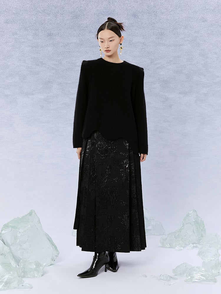 HECO Black white coffee Raccoon Fleece Wool Knitwear Sweater Women - side.