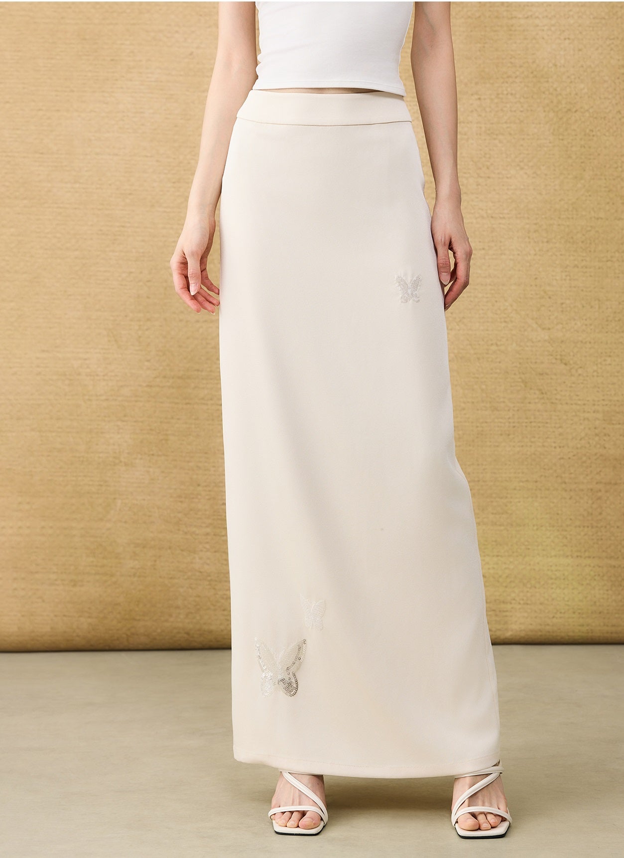 HECO Chinese butterfly bead embroidered slimming straight skirt - POLY.