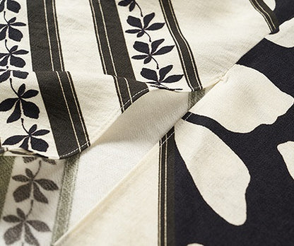 COMME MOI  black and white printed slit hip skirt - JENIFER.