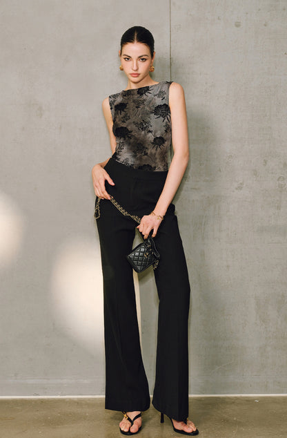 WANGXO | Flat Draped CE-Style Supermodel-Proportioned Retro Flared Pants -RUEI