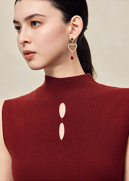 HECO Asymmetrical Wool Blend Sleeveless Mock Neckline Top- CHOOSE.