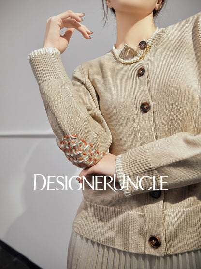 DGU "Twilight" khaki knitted sweate women's fur versatile slimming top - Carla.