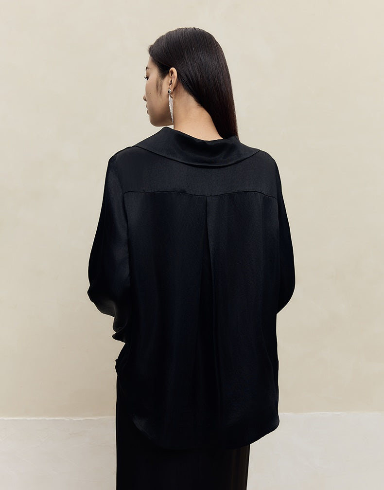 HECO 100% Acetate Long Sleeve red black white Shirt Top Women - glass.