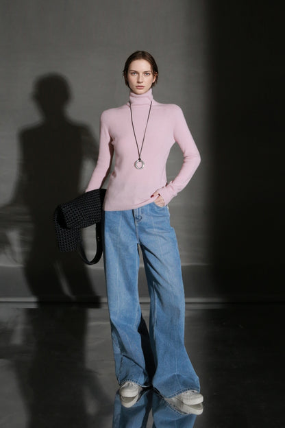 PIAOIN minimalist wool base layer women's turtle neck sweater top-GENA