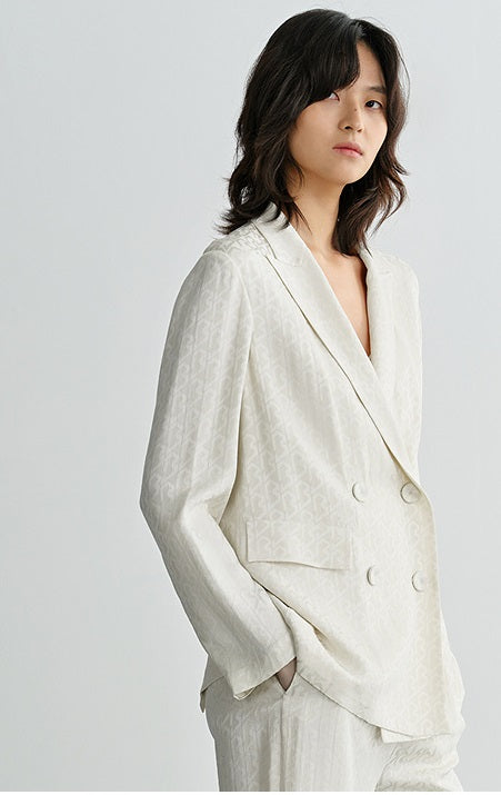 COMME MOI summer white jacquard straight suit jacket - RUBY.