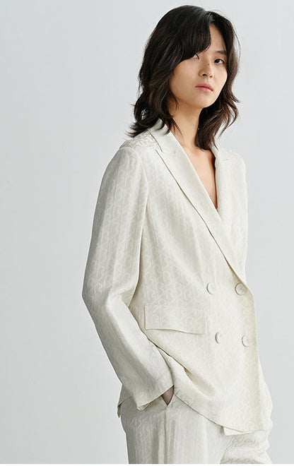 COMME MOI summer white jacquard straight suit jacket - RUBY.