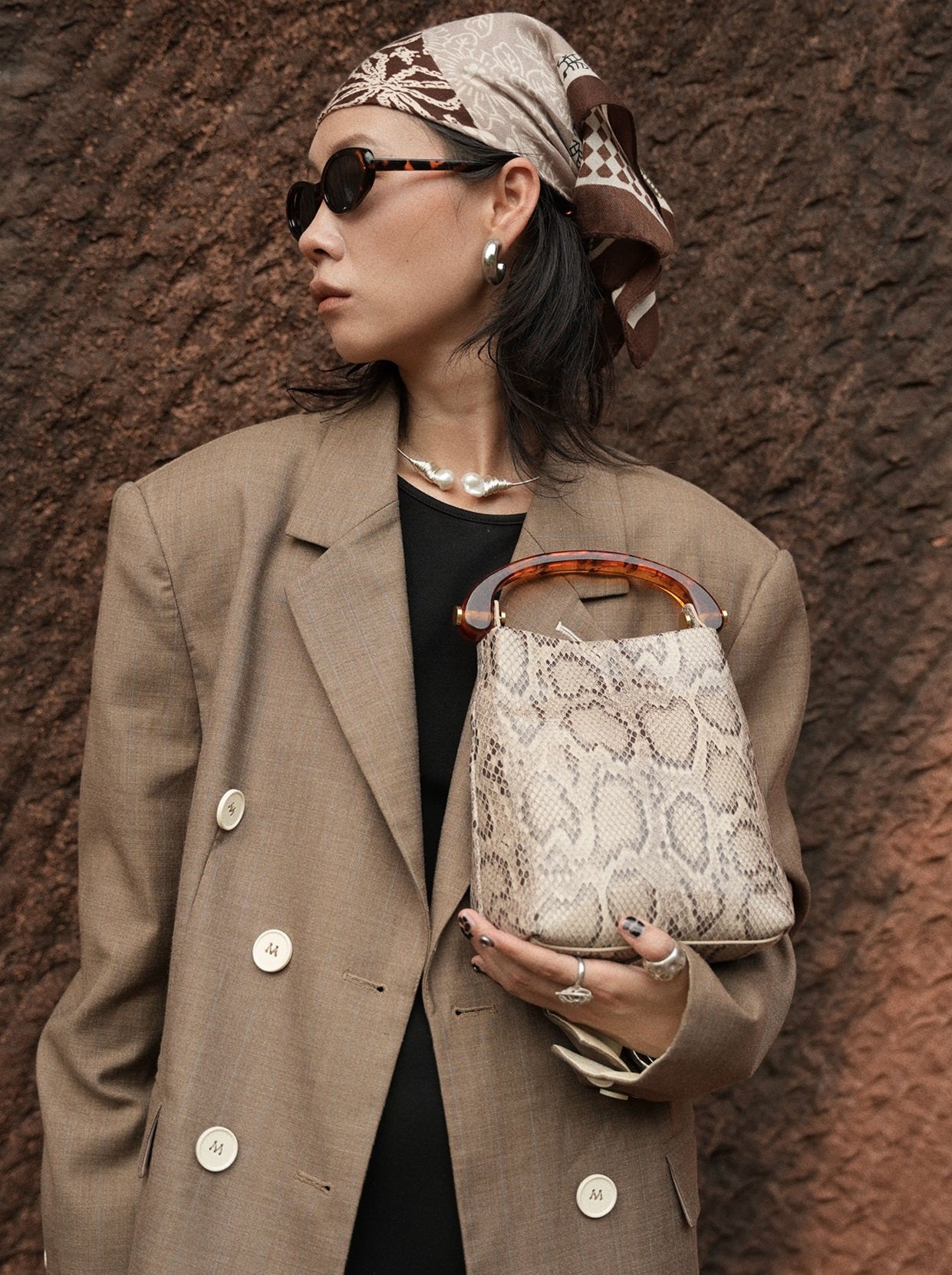 IUBALLET new old money style snake print leather handbag - PARAK.