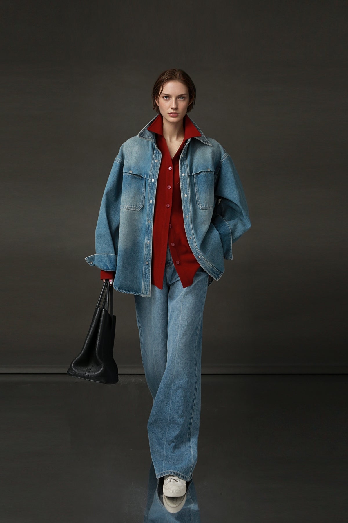 PIAOIN Luxury Old Money Style Wool Shirt Women's Single Breasted Shirt-FERA