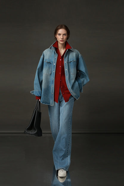 PIAOIN Luxury Old Money Style Wool Shirt Women's Single Breasted Shirt-FERA