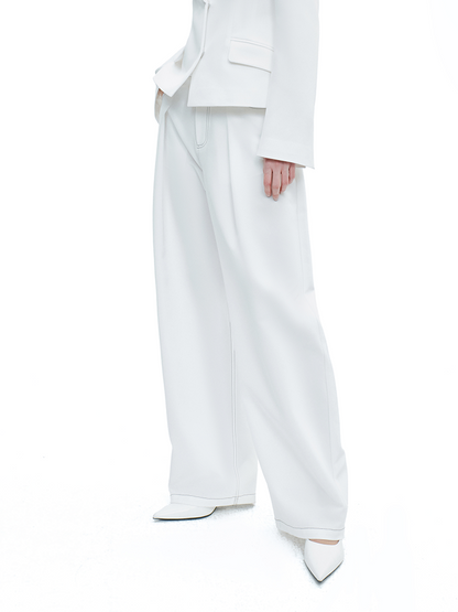 YES BY YESIR | Scimitar-Cut Loose White Slacks -NERISSA.