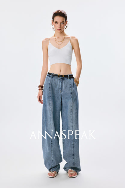 ANNASPEAK fashionable  cotton loose jeans-CHISA.