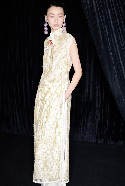 M essential Ma Kai designer brand Jinghui embroidered cheongsam long Dress - SANDRA.