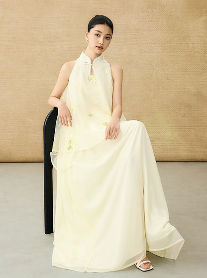 HECO Chinese Pearl Edge Embroidered Sleeveless Tulle Vest - IDEM.