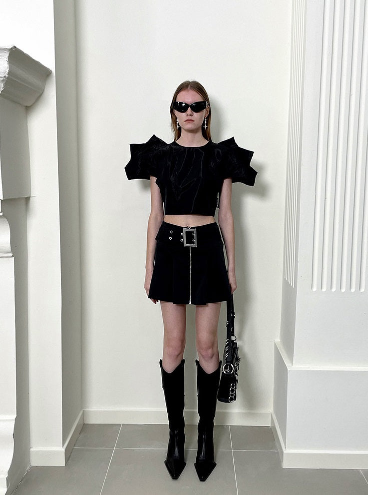 ANNAKIKI 3D Sonic Silhouette Cropped Top - JOSE.