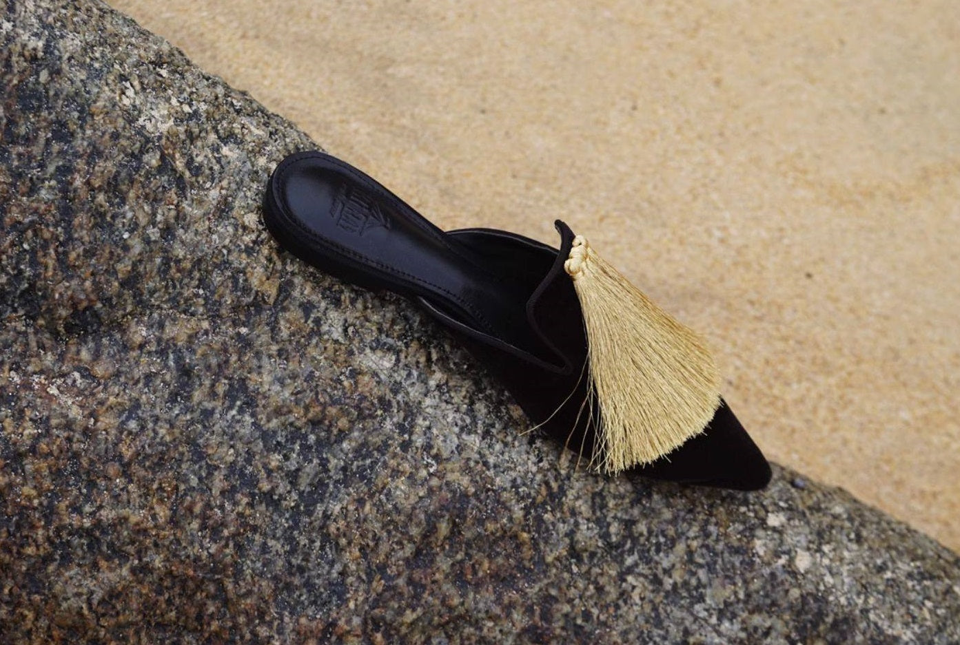 B-FEI Pointed Toe Flat Mules Gold Slippers-LEE.