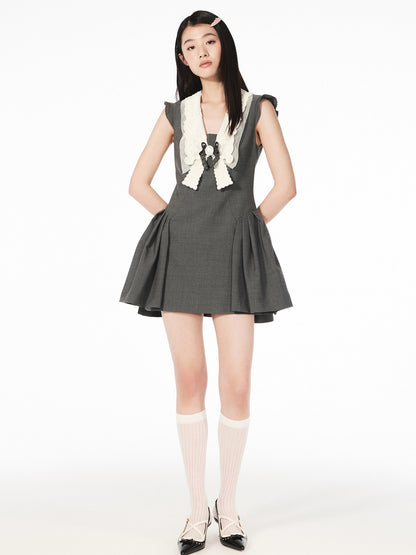 FAME embroidered beaded contrast collar dress - RIMA