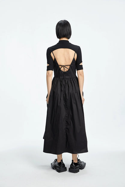 TINY IN black slip two-piece pleated long sexy Dress-PIA