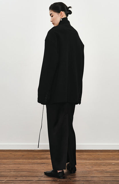 ZHUCHONGYUN simple fashionable black satin straight long skirt-MEGUMIN.
