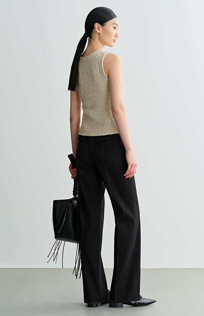 COMME MOI Lv Yan designer spring women's V-neck floral yarn knitted vest - EDEN.