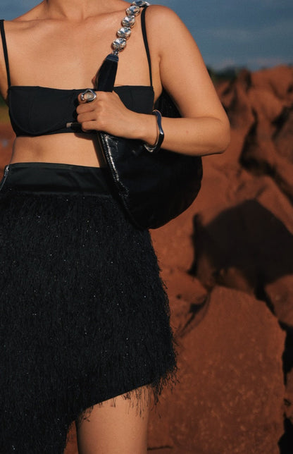 IUBALLET Diamond-Encrusted Leather Black Handbag - SIGN.