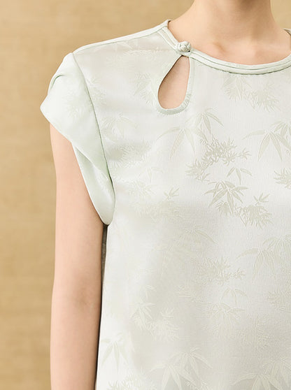 HECO Chinese Acetate Fugui Buckle Short Sleeve T-Shirt - CLOVE.