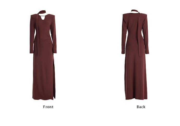 TINY IN lace-up cut-out waist slit maxi dress-MOTO