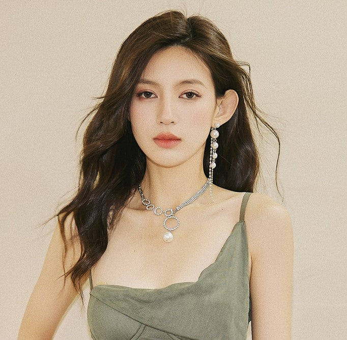 DOLLY Elegant European Style Diamond Pearl Tassel Chic Earring-CAMILA