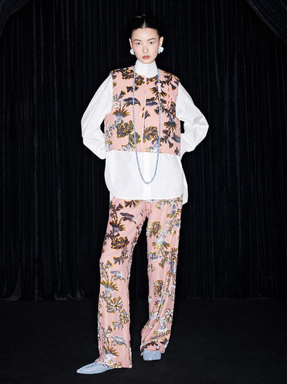 M essential Mackay designer blue velvet atelier beaded down vest - Nami.