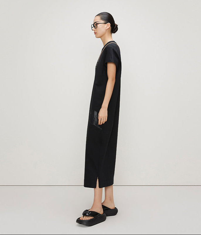 ZHUCHONGYUN short-sleeved loose casual cotton straight dress -SAM.