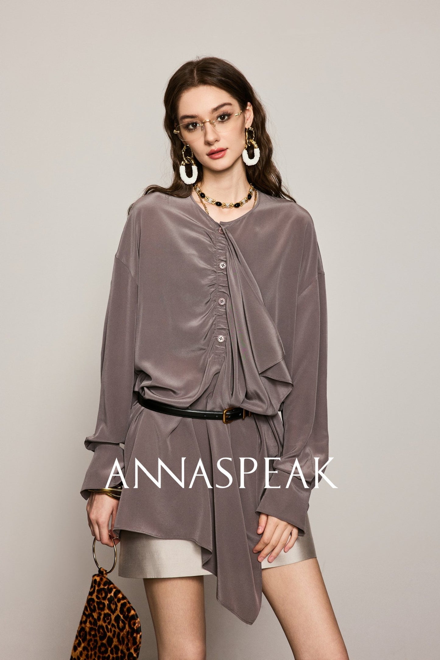ANNASPEAK  ruffled  silk shirt-MAZO.