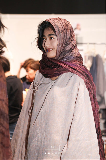 TUYUE Linen Hammer Slanted Loose Chinese Shirt - AMBER.