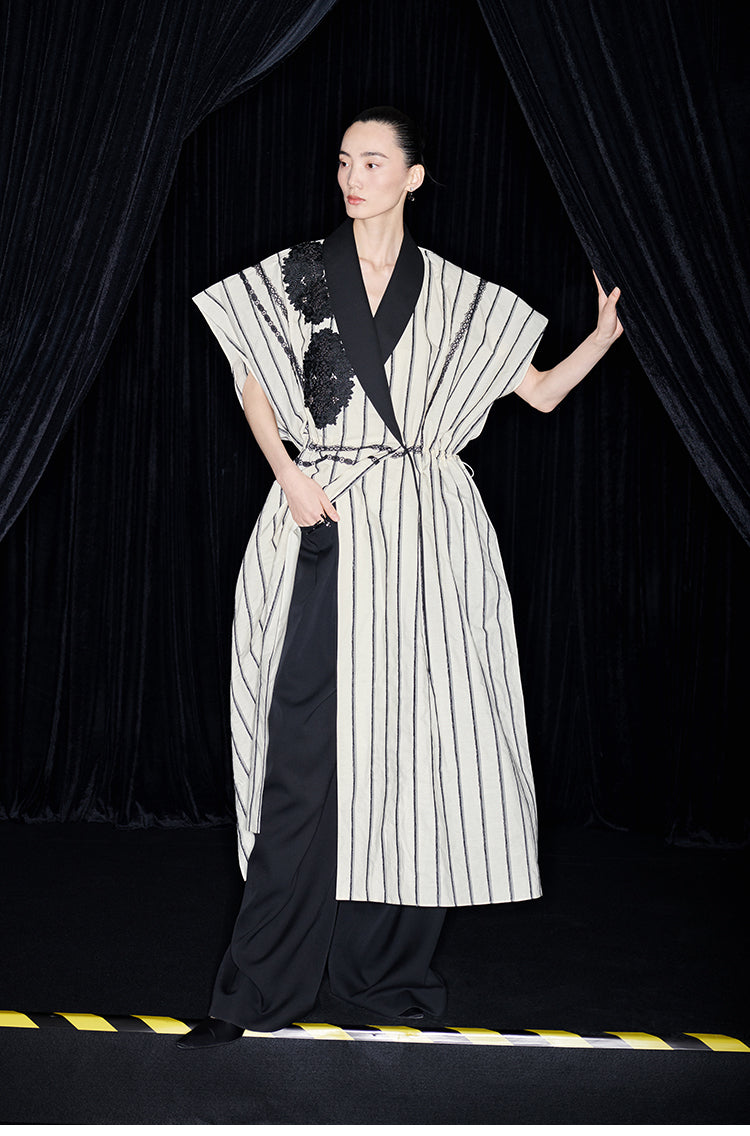 M essential Mackay designer embroidered workshop beaded robe dress pant set - augy.